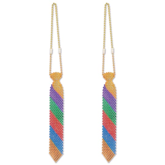 Beistle 13" Beaded Rainbow Ties, 2ct.
